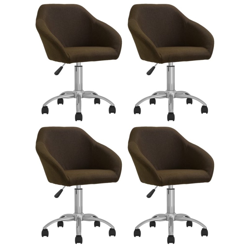 vidaXL Sedie da Pranzo Girevoli 4 pz Marrone Scuro in Tessuto vidaXL Sedie da Pranzo Girevoli 4 pz Marrone Scuro in Tessuto
