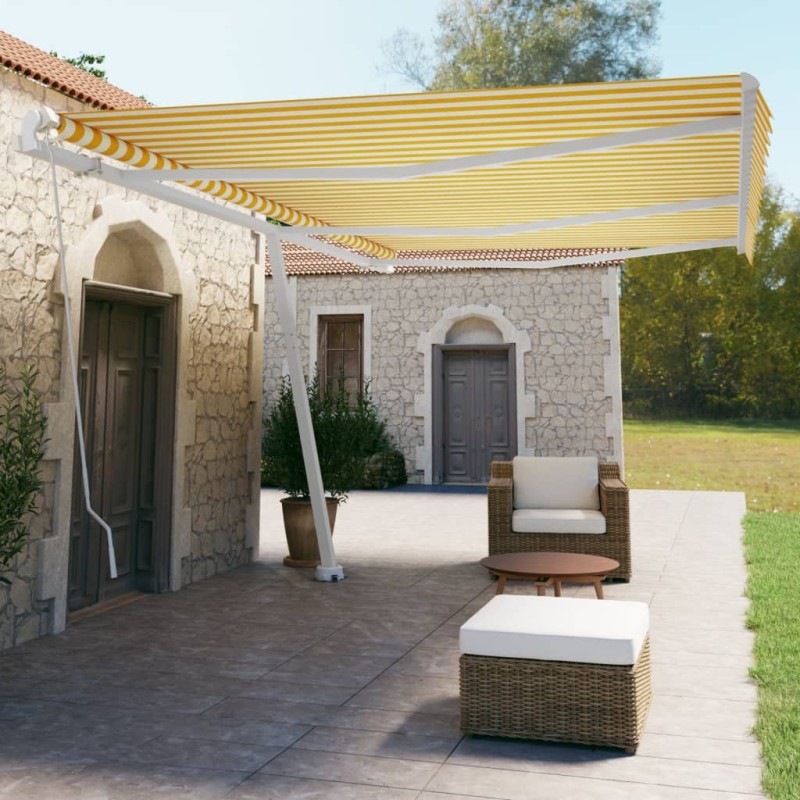 Tenda Retrattile Manuale Autoportante 600x350 cm Gialla Bianca Tenda Retrattile Manuale Autoportante 600x350 cm Gialla Bianca