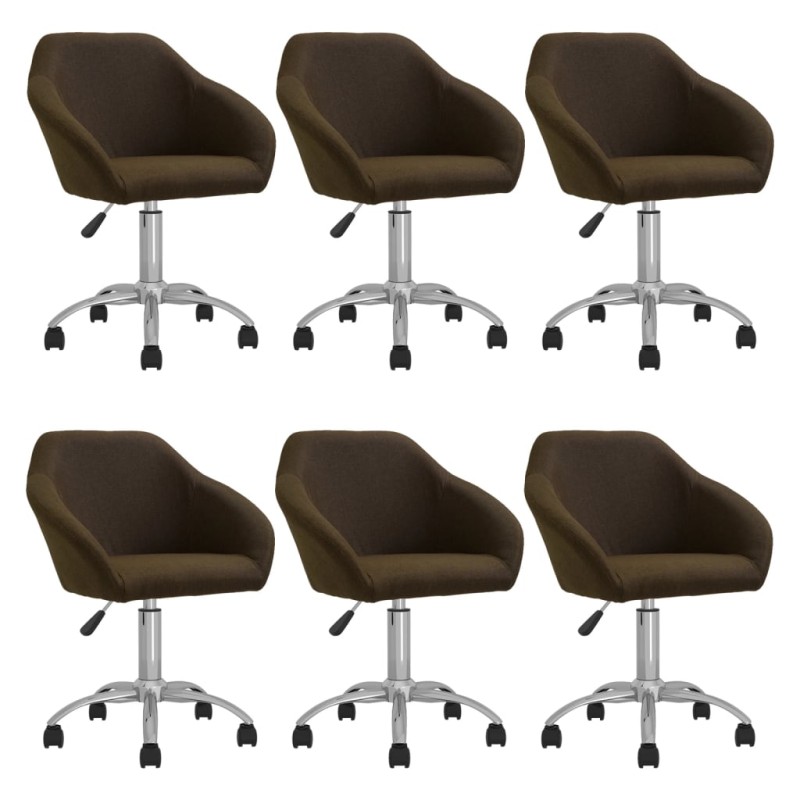 vidaXL Sedie da Pranzo Girevoli 6 pz Marrone Scuro in Tessuto vidaXL Sedie da Pranzo Girevoli 6 pz Marrone Scuro in Tessuto