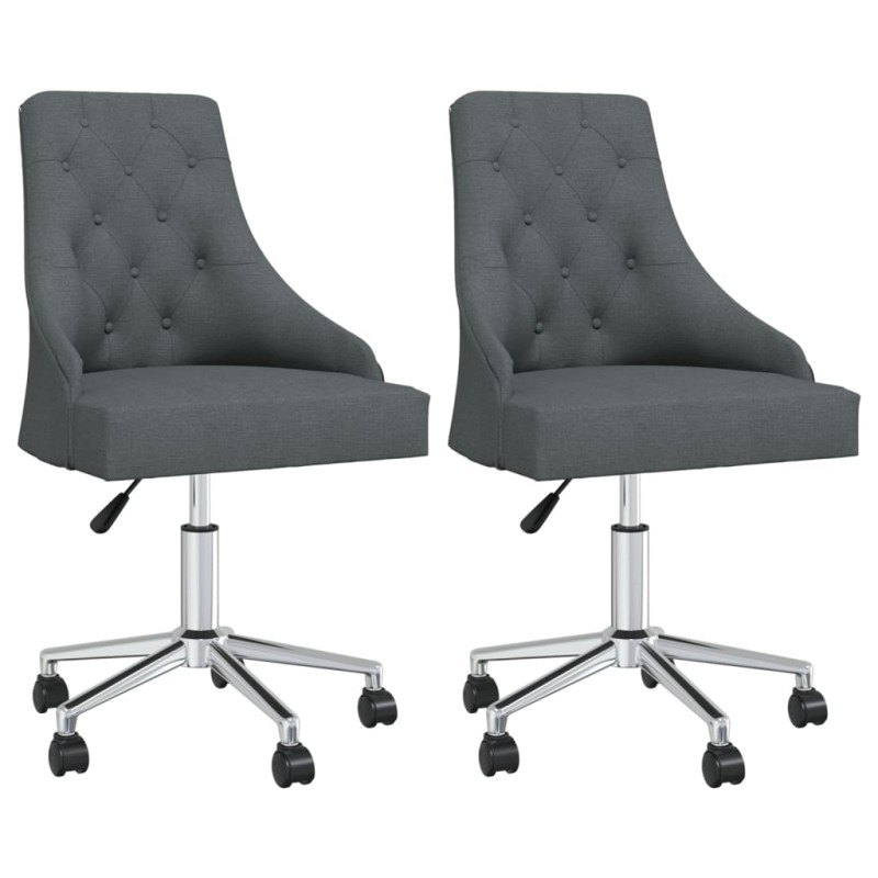 vidaXL Sedie da Pranzo Girevoli 2 pz Grigio Scuro in Tessuto vidaXL Sedie da Pranzo Girevoli 2 pz Grigio Scuro in Tessuto