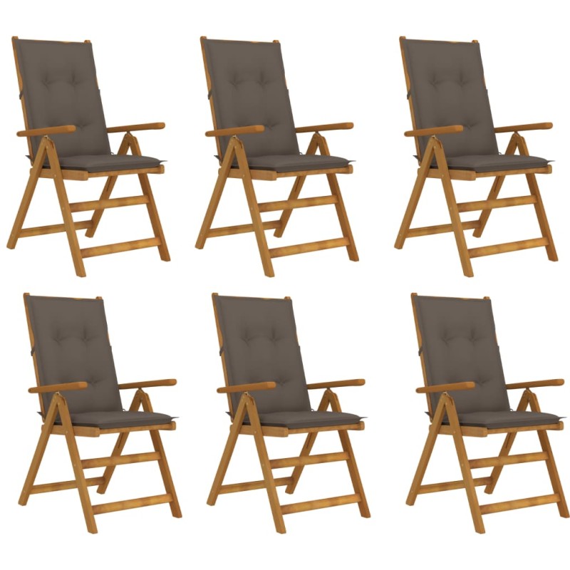 Sedie da Giardino Pieghevoli 6 pz con Cuscini Massello Acacia Sedie da Giardino Pieghevoli 6 pz con Cuscini Massello Acacia