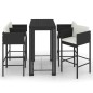 vidaXL Set Bar da Giardino 5 pz con Cuscini Polyrattan Nero