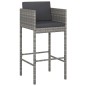 vidaXL Set Bar da Giardino 3 pz con Cuscini in Polyrattan Grigio vidaXL Set Bar da Giardino 3 pz con Cuscini in Polyrattan Grigio