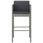 vidaXL Set Bar da Giardino 3 pz con Cuscini in Polyrattan Grigio vidaXL Set Bar da Giardino 3 pz con Cuscini in Polyrattan Grigio