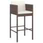 vidaXL Set da Bar da Giardino 5 pz con Cuscini in Polyrattan Marrone vidaXL Set da Bar da Giardino 5 pz con Cuscini in Polyrattan Marrone