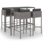 vidaXL Set da Bar da Giardino 5 pz con Cuscini in Polyrattan Grigio vidaXL Set da Bar da Giardino 5 pz con Cuscini in Polyrattan Grigio