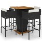 vidaXL Set Bar da Giardino 5 pz con Cuscini in Polyrattan Nero