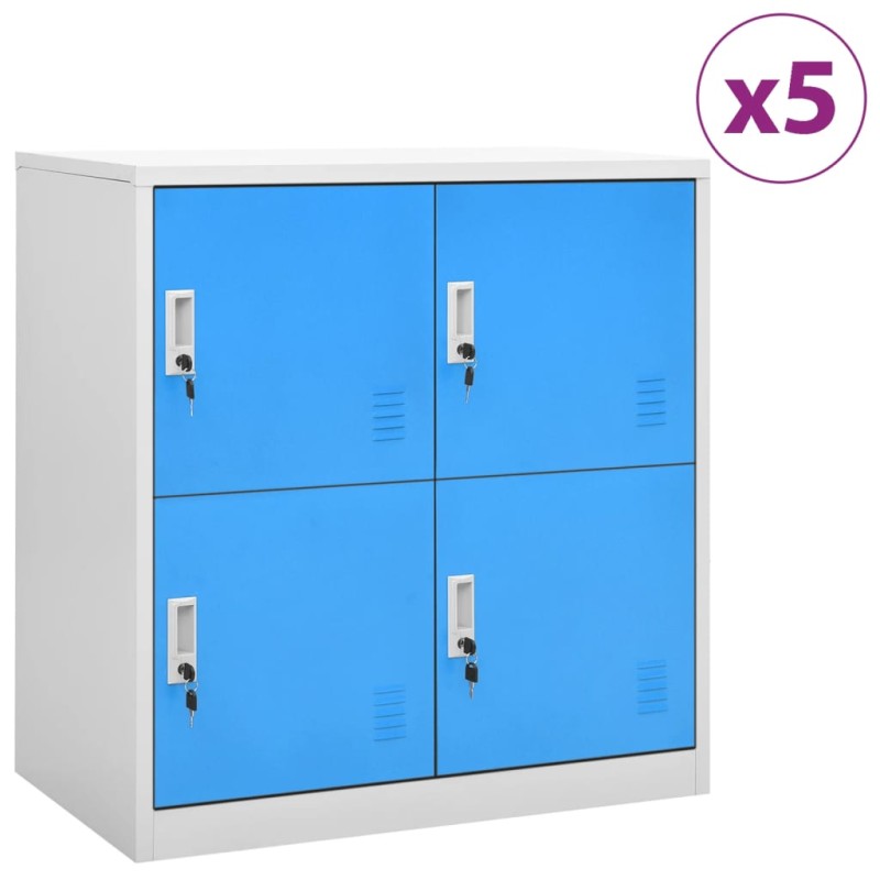 vidaXL Armadietti e Chiavi 5pz Grigio Chiaro Blu 90x45x92,5cm Acciaio vidaXL Armadietti e Chiavi 5pz Grigio Chiaro Blu 90x45x92,5cm Acciaio