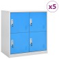 vidaXL Armadietti e Chiavi 5pz Grigio Chiaro Blu 90x45x92,5cm Acciaio vidaXL Armadietti e Chiavi 5pz Grigio Chiaro Blu 90x45x92,5cm Acciaio