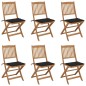 Sedie da Giardino Pieghevoli 6 pz con Cuscini Massello Acacia Sedie da Giardino Pieghevoli 6 pz con Cuscini Massello Acacia