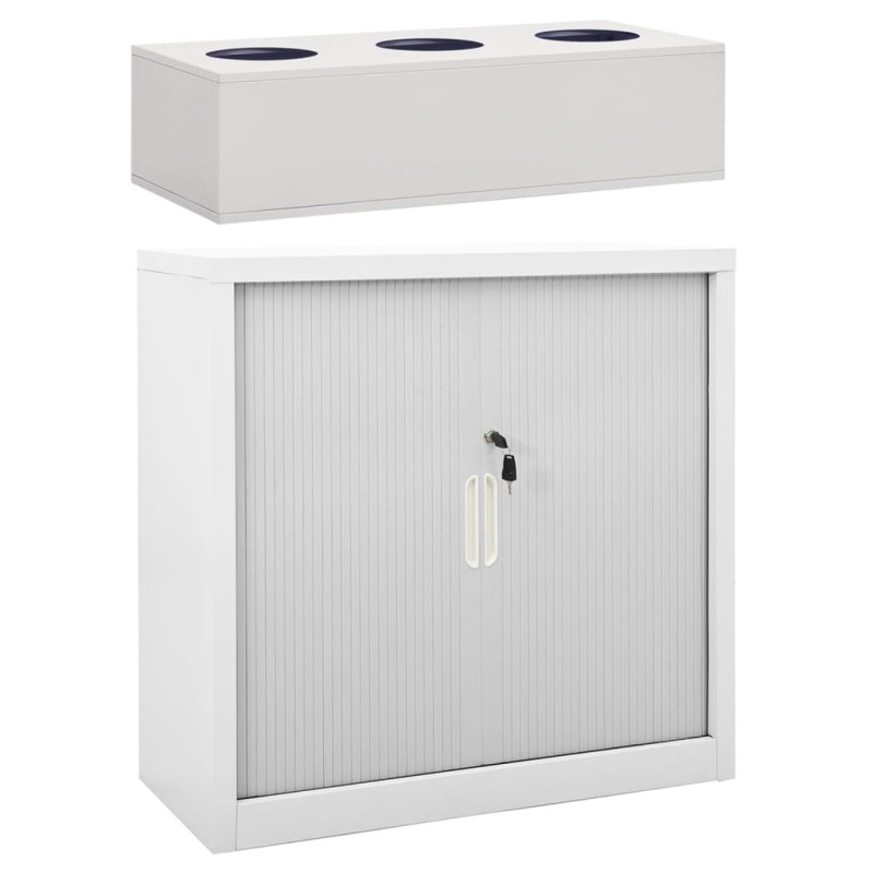 vidaXL Armadio Anta Scorrevole e Fioriera Grigio 90x40x113 cm Acciaio vidaXL Armadio Anta Scorrevole e Fioriera Grigio 90x40x113 cm Acciaio