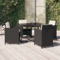 vidaXL Set da Pranzo per Giardino 5 pz con Cuscini in Polyrattan Nero vidaXL Set da Pranzo per Giardino 5 pz con Cuscini in Polyrattan Nero