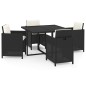 vidaXL Set da Pranzo per Giardino 5 pz con Cuscini in Polyrattan Nero vidaXL Set da Pranzo per Giardino 5 pz con Cuscini in Polyrattan Nero