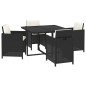 vidaXL Set da Pranzo per Giardino 5 pz con Cuscini in Polyrattan Nero vidaXL Set da Pranzo per Giardino 5 pz con Cuscini in Polyrattan Nero