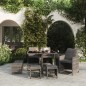 vidaXL Set da Pranzo per Giardino 9 pz con Cuscini Polyrattan Grigio vidaXL Set da Pranzo per Giardino 9 pz con Cuscini Polyrattan Grigio