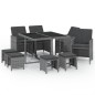 vidaXL Set da Pranzo per Giardino 9 pz con Cuscini Polyrattan Grigio vidaXL Set da Pranzo per Giardino 9 pz con Cuscini Polyrattan Grigio