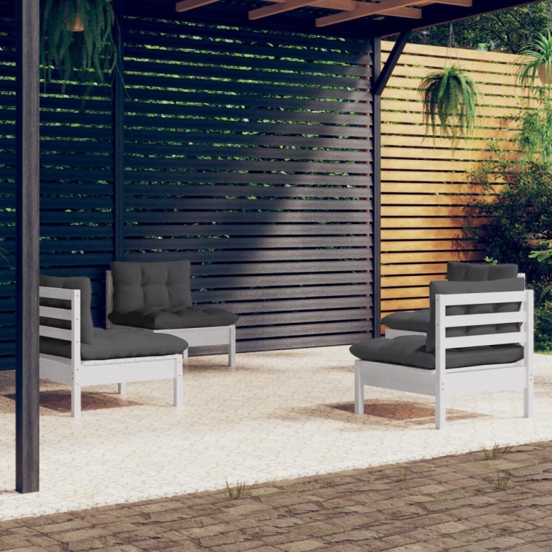vidaXL Set Divani da Giardino 4 pz con Cuscini Antracite Legno di Pino vidaXL Set Divani da Giardino 4 pz con Cuscini Antracite Legno di Pino