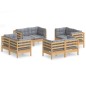 vidaXL Set Divani da Giardino 8 pz con Cuscini Grigi Massello di Pino vidaXL Set Divani da Giardino 8 pz con Cuscini Grigi Massello di Pino