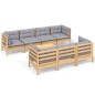 vidaXL Set Divani da Giardino 8 pz con Cuscini Grigi Massello di Pino vidaXL Set Divani da Giardino 8 pz con Cuscini Grigi Massello di Pino