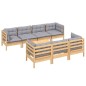 vidaXL Set Divani da Giardino 8 pz con Cuscini Grigi Massello di Pino vidaXL Set Divani da Giardino 8 pz con Cuscini Grigi Massello di Pino