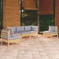 vidaXL Set Divani da Giardino 5 pz con Cuscini Grigi Massello di Pino vidaXL Set Divani da Giardino 5 pz con Cuscini Grigi Massello di Pino