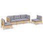 vidaXL Set Divani da Giardino 5 pz con Cuscini Grigi Massello di Pino vidaXL Set Divani da Giardino 5 pz con Cuscini Grigi Massello di Pino