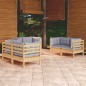 vidaXL Set Divani da Giardino 6 pz con Cuscini Grigi Massello di Pino vidaXL Set Divani da Giardino 6 pz con Cuscini Grigi Massello di Pino
