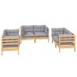 vidaXL Set Divani da Giardino 6 pz con Cuscini Grigi Massello di Pino vidaXL Set Divani da Giardino 6 pz con Cuscini Grigi Massello di Pino