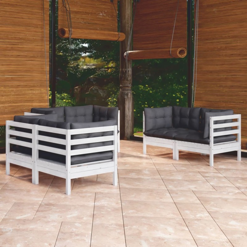 vidaXL Set Divani da Giardino 6 pz con Cuscini in Massello di Pino vidaXL Set Divani da Giardino 6 pz con Cuscini in Massello di Pino