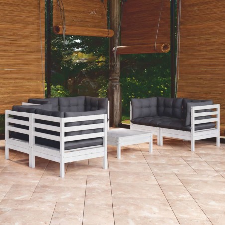 vidaXL Set Divani da Giardino 7 pz con Cuscini in Massello di Pino