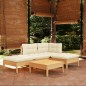 vidaXL Set Divani da Giardino 5 pz con Cuscini Crema in Massello di Pino vidaXL Set Divani da Giardino 5 pz con Cuscini Crema in Massello di Pino