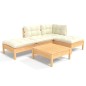 vidaXL Set Divani da Giardino 5 pz con Cuscini Crema in Massello di Pino vidaXL Set Divani da Giardino 5 pz con Cuscini Crema in Massello di Pino