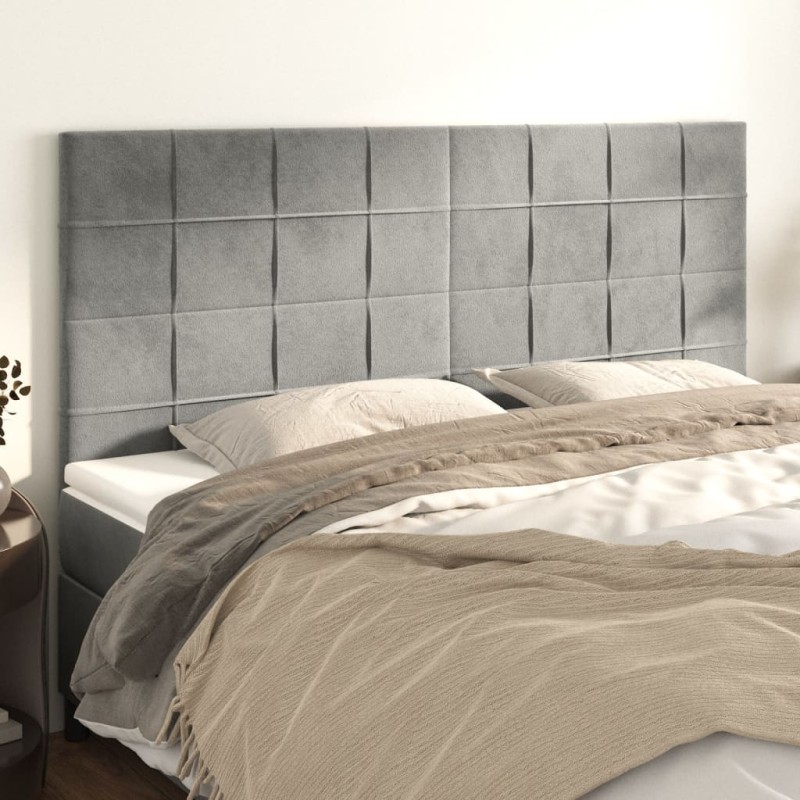 Testiere 4 pz Grigio Chiaro 100x5x78/88 cm in Velluto Testiere 4 pz Grigio Chiaro 100x5x78/88 cm in Velluto