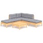 vidaXL Set Divani da Giardino 6 pz con Cuscini Grigi Massello di Pino vidaXL Set Divani da Giardino 6 pz con Cuscini Grigi Massello di Pino