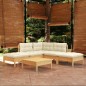 vidaXL Set Divani da Giardino 6 pz con Cuscini Crema in Massello di Pino vidaXL Set Divani da Giardino 6 pz con Cuscini Crema in Massello di Pino