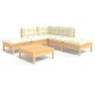 vidaXL Set Divani da Giardino 6 pz con Cuscini Crema in Massello di Pino vidaXL Set Divani da Giardino 6 pz con Cuscini Crema in Massello di Pino
