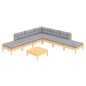 vidaXL Set Divani da Giardino 8 pz con Cuscini Grigi Massello di Pino vidaXL Set Divani da Giardino 8 pz con Cuscini Grigi Massello di Pino