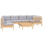 vidaXL Set Divani da Giardino 7 pz con Cuscini Grigi Massello di Pino vidaXL Set Divani da Giardino 7 pz con Cuscini Grigi Massello di Pino