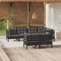 vidaXL Set Divani da Giardino 7 pz con Cuscini Neri Massello di Pino vidaXL Set Divani da Giardino 7 pz con Cuscini Neri Massello di Pino