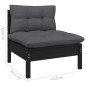 vidaXL Set Divani da Giardino 7 pz con Cuscini Neri Massello di Pino vidaXL Set Divani da Giardino 7 pz con Cuscini Neri Massello di Pino