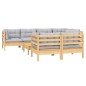 vidaXL Set Divani da Giardino 8 pz con Cuscini Grigi Massello di Pino vidaXL Set Divani da Giardino 8 pz con Cuscini Grigi Massello di Pino