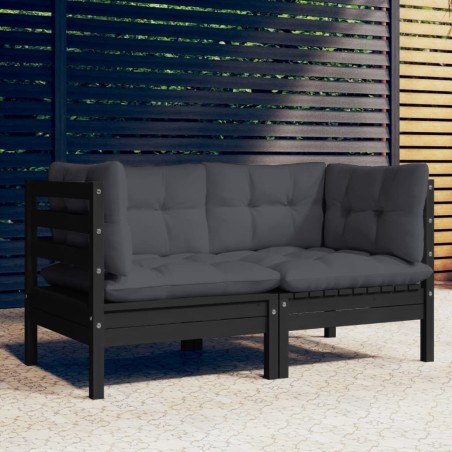vidaXL Divano da Giardino 2 Posti con Cuscini Antracite Legno di Pino