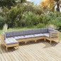 vidaXL Set Divani da Giardino 7 pz con Cuscini Grigi Massello di Pino vidaXL Set Divani da Giardino 7 pz con Cuscini Grigi Massello di Pino