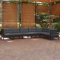 vidaXL Set Divani da Giardino 7 pz con Cuscini Neri Massello di Pino vidaXL Set Divani da Giardino 7 pz con Cuscini Neri Massello di Pino