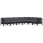 vidaXL Set Divani da Giardino 7 pz con Cuscini Neri Massello di Pino vidaXL Set Divani da Giardino 7 pz con Cuscini Neri Massello di Pino