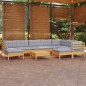 vidaXL Set Divani da Giardino 10 pz con Cuscini Grigi Massello di Pino vidaXL Set Divani da Giardino 10 pz con Cuscini Grigi Massello di Pino