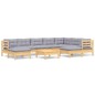 vidaXL Set Divani da Giardino 10 pz con Cuscini Grigi Massello di Pino vidaXL Set Divani da Giardino 10 pz con Cuscini Grigi Massello di Pino