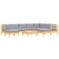 vidaXL Set Divani da Giardino 10 pz con Cuscini Grigi Massello di Pino vidaXL Set Divani da Giardino 10 pz con Cuscini Grigi Massello di Pino