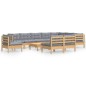 vidaXL Set Divani da Giardino 11 pz con Cuscini Grigi Massello di Pino vidaXL Set Divani da Giardino 11 pz con Cuscini Grigi Massello di Pino