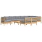 vidaXL Set Divani da Giardino 11 pz con Cuscini Grigi Massello di Pino vidaXL Set Divani da Giardino 11 pz con Cuscini Grigi Massello di Pino
